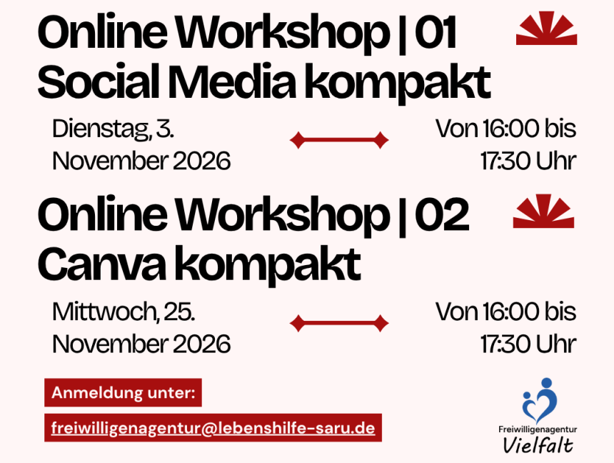 Zwei Online-Workshops für Vereine im November